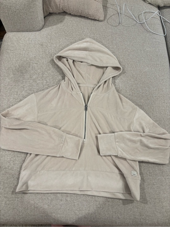 Vuori Sweaters - Vuori Women's Scoop-Neck Half-Zip Hoodie — Light Beige